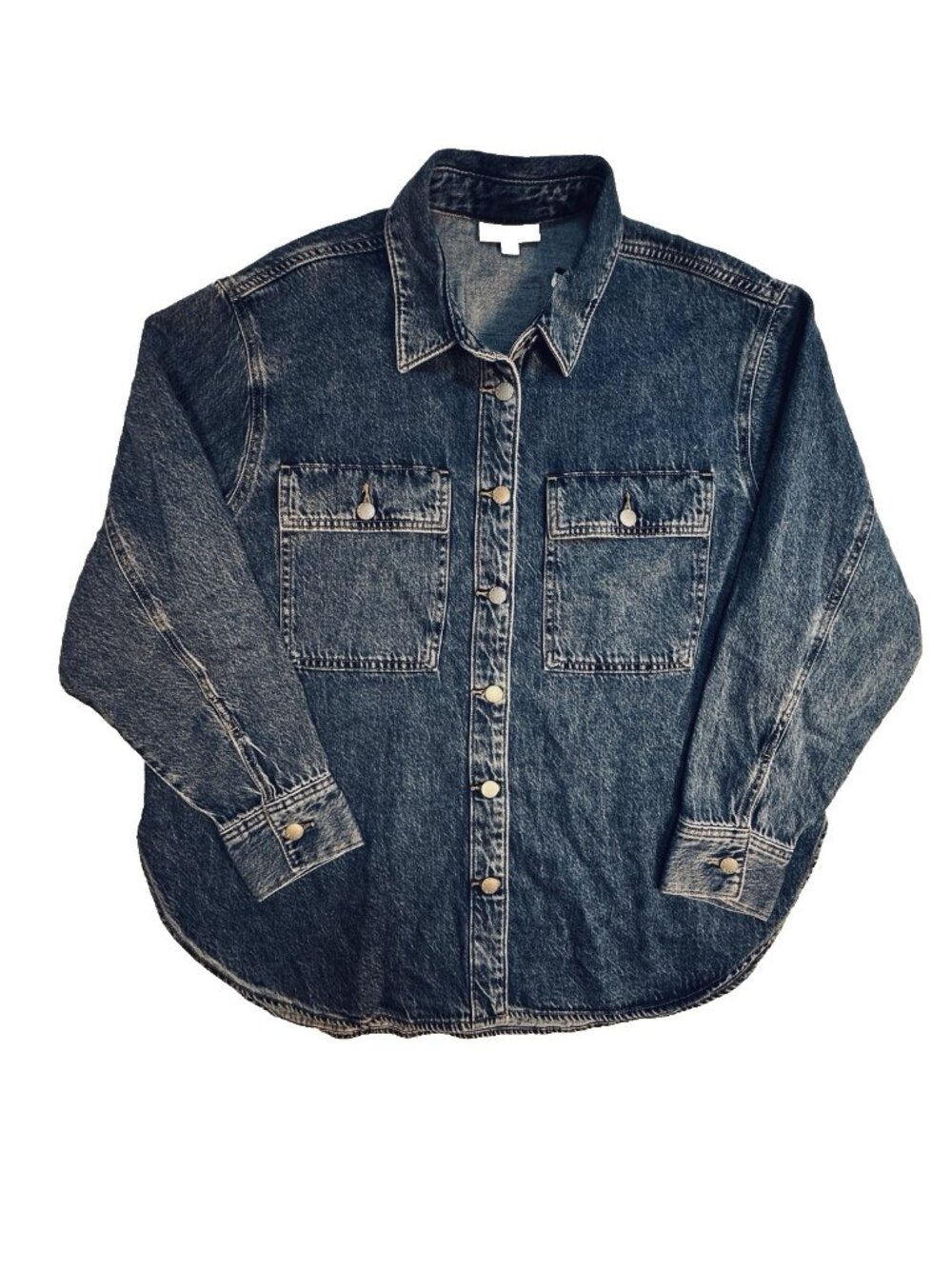 Parke Target Denim Shacket Shirt Jacket Dark Wash Oversized Button Front Sz XL - Picture 9 of 16